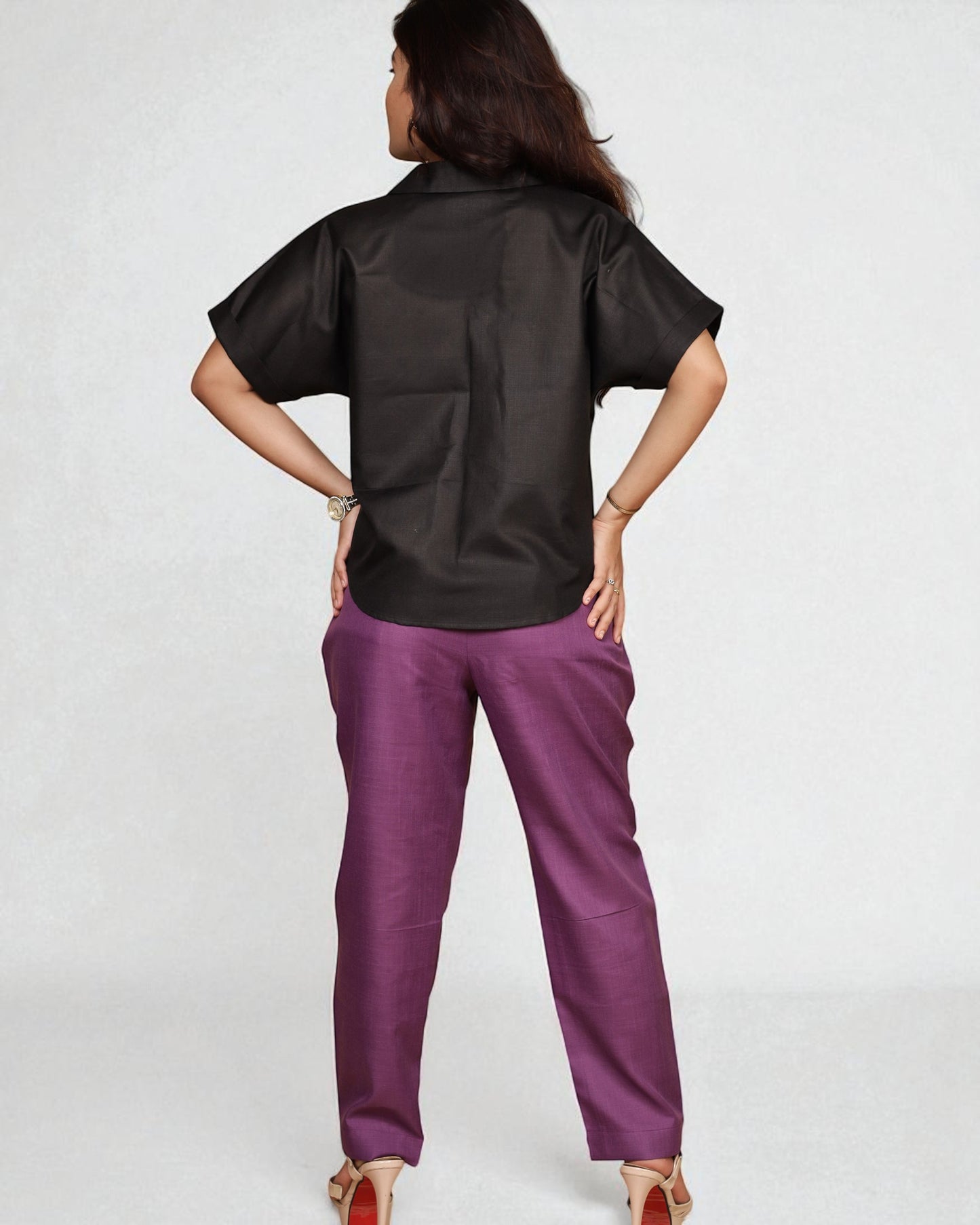 BoxyCharm Co-ord 2pc Set (Black & Purple)
