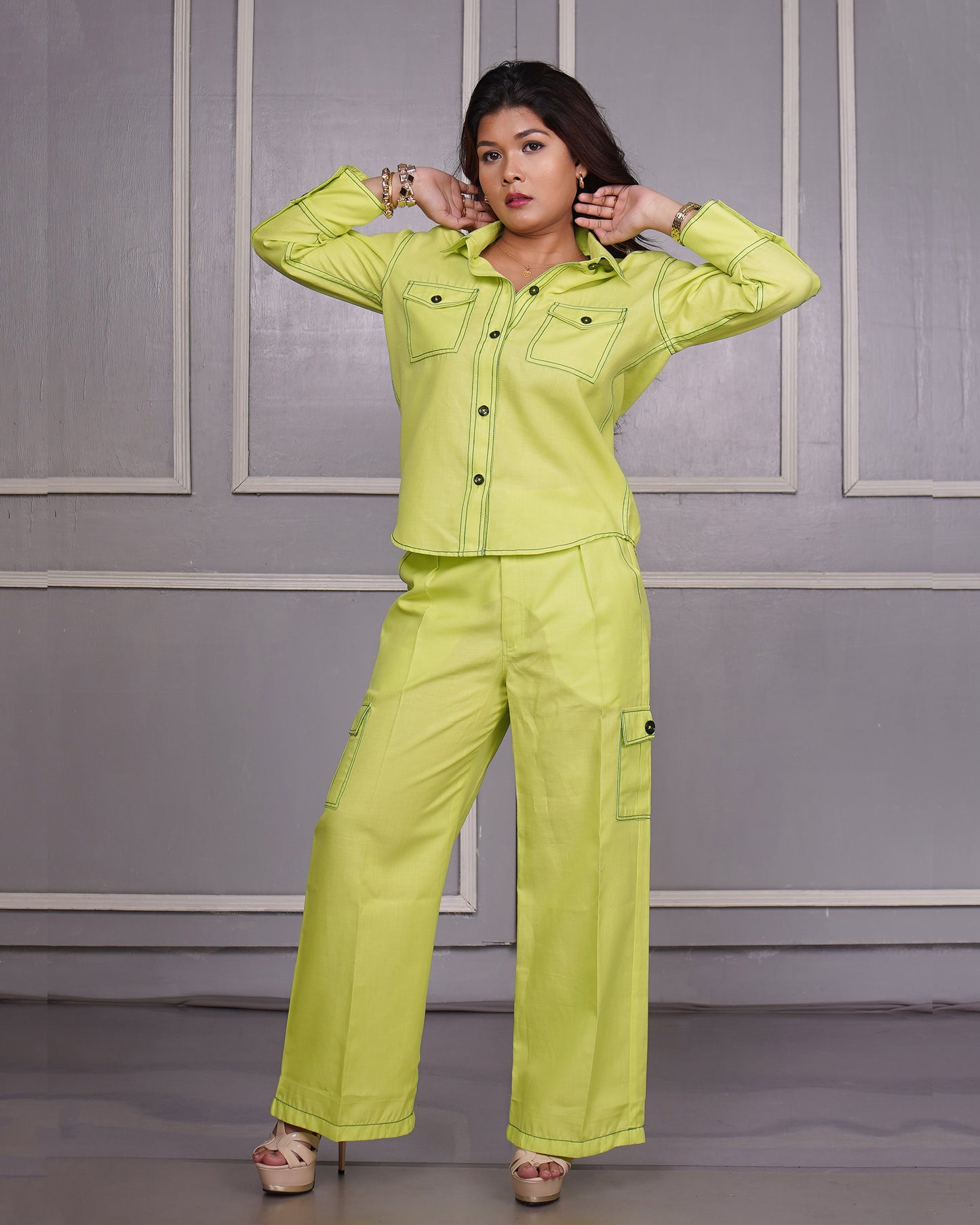 Downtown Nomad Co-ord 2pc Set (Lime Green)