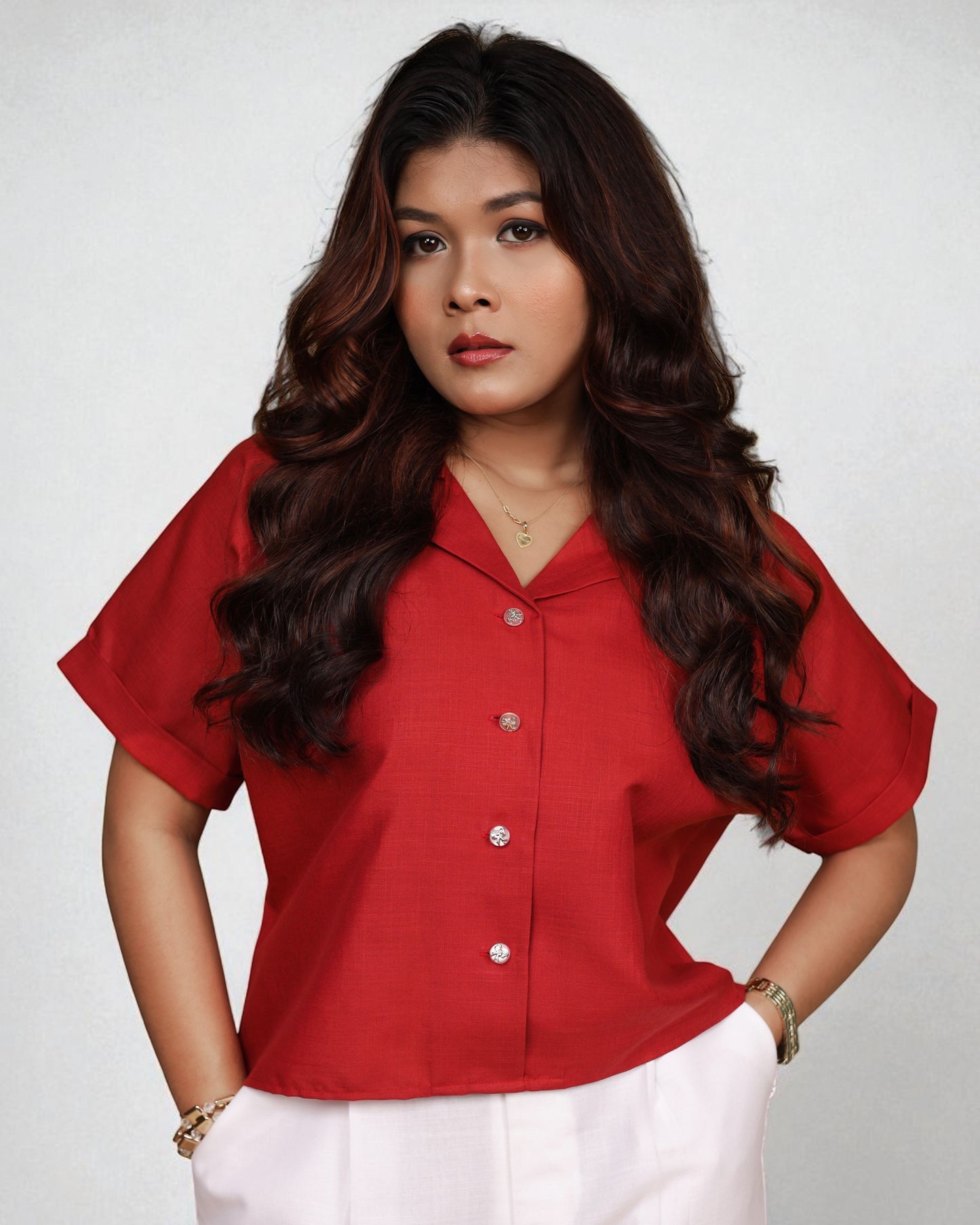 BoxyCharm Co-ord 2pc Set (Maroon & White)