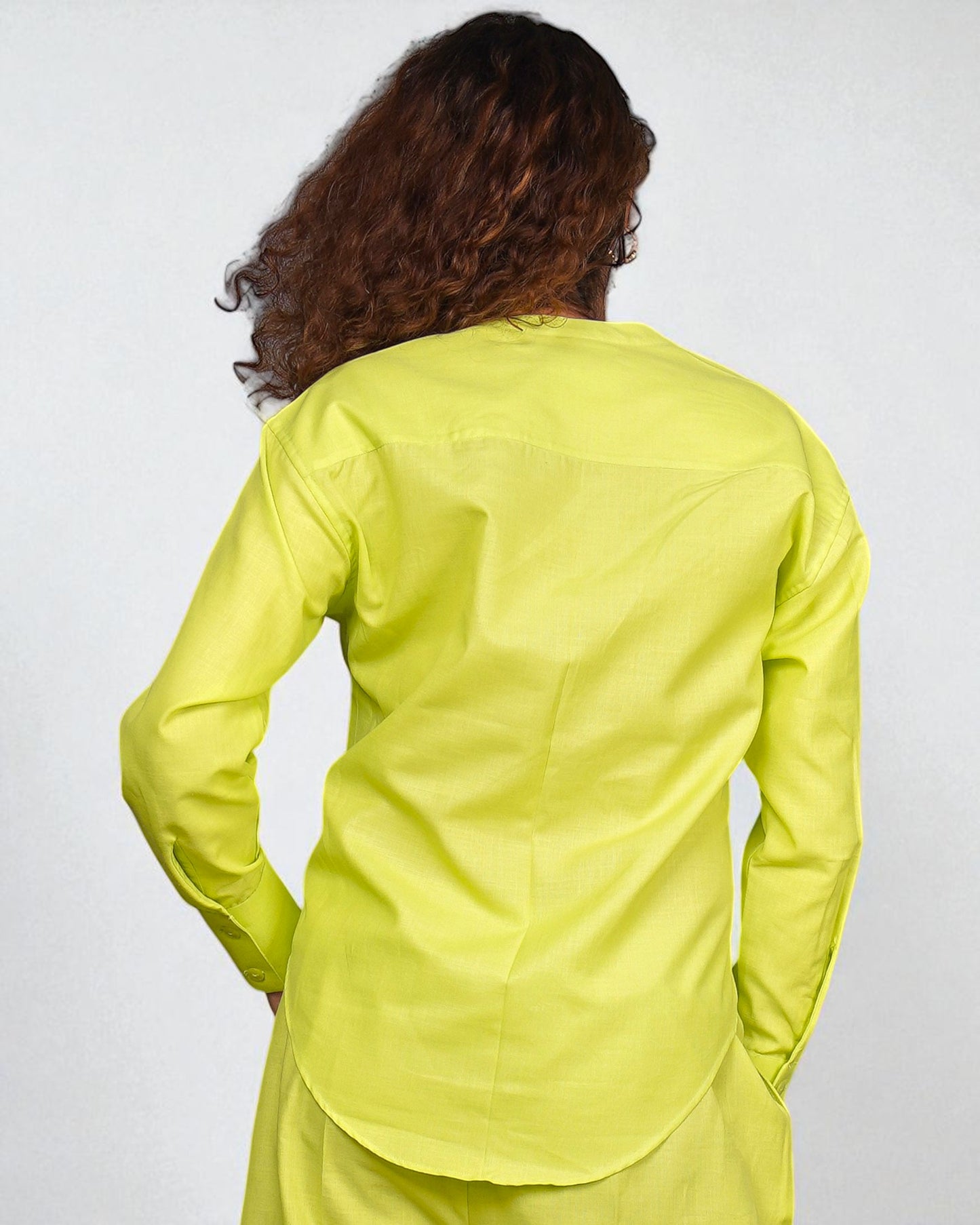 Mandarin Collar Shirt (Lime Green)