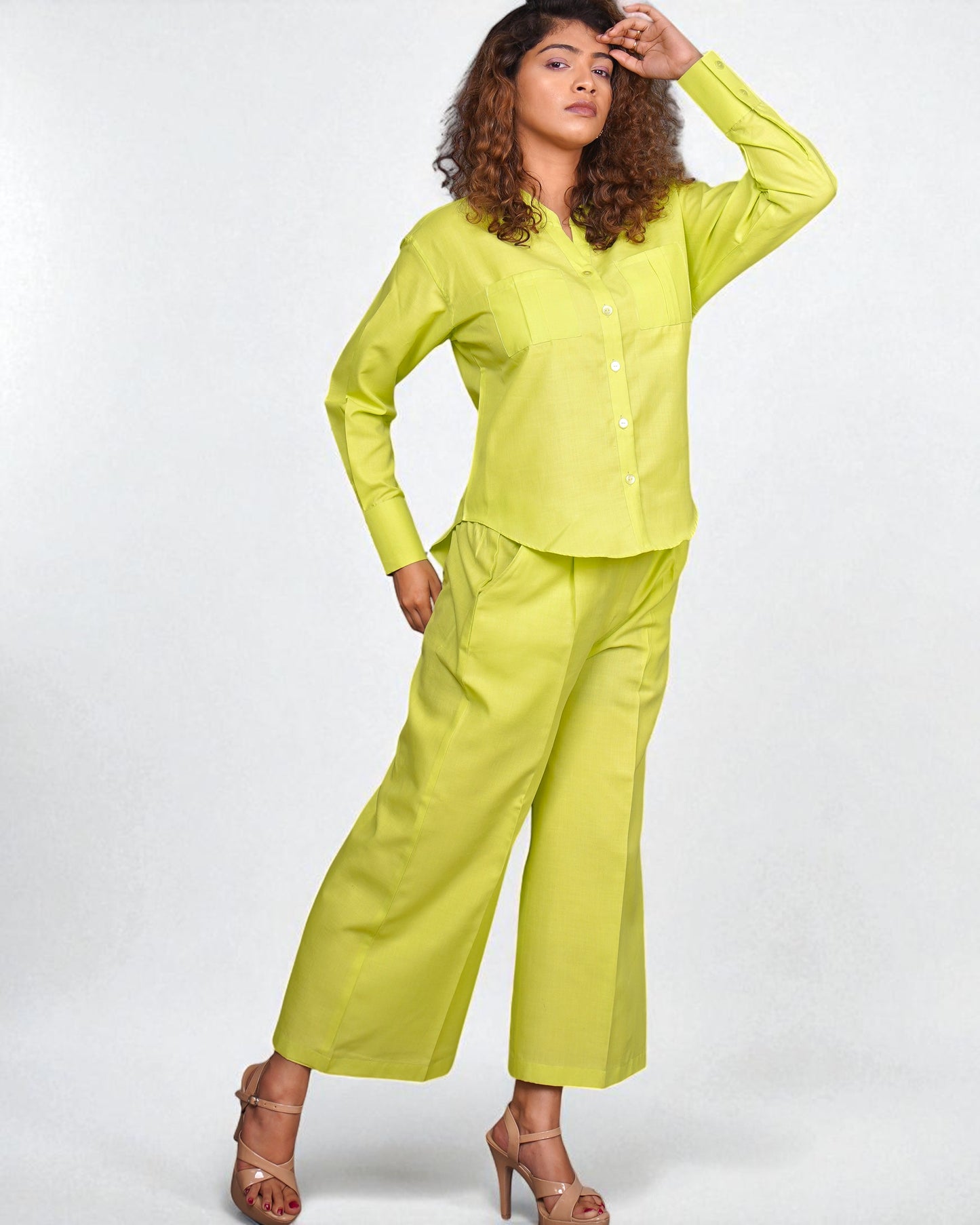 Mandarin Collar Shirt (Lime Green)