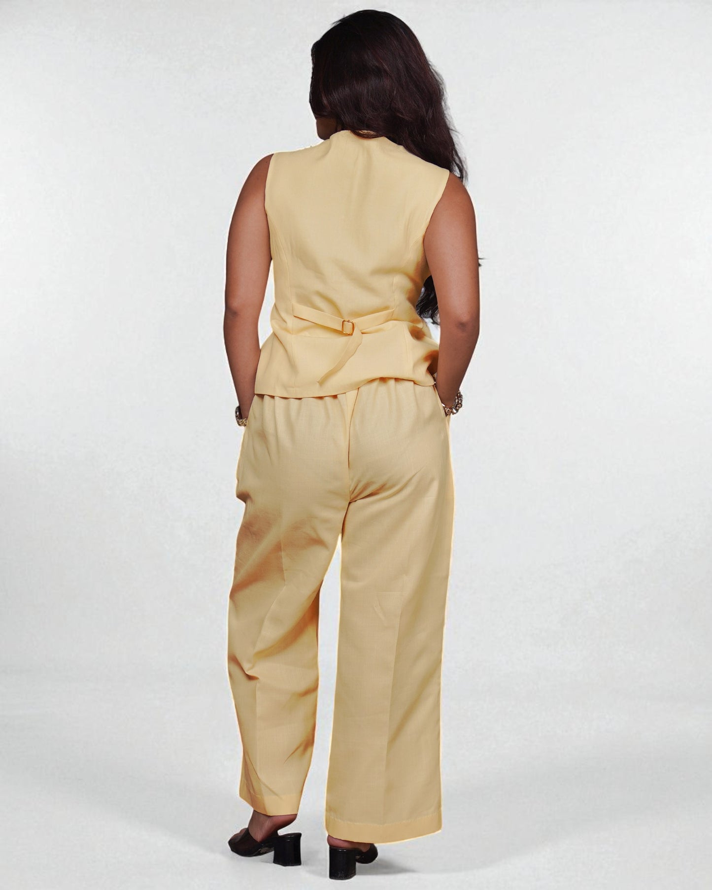 Vestro Waistcoat and Palazzo Pant 2pc Set (Beige)