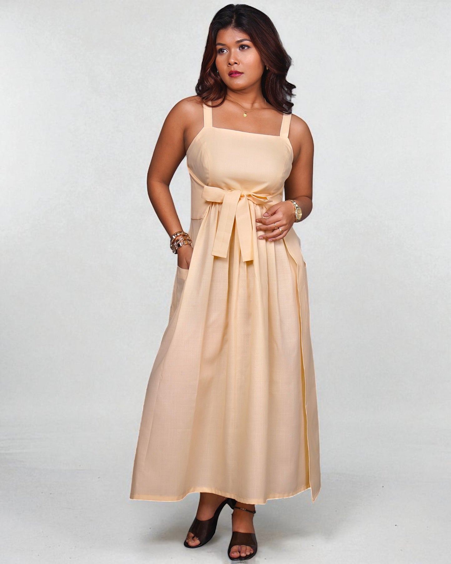 Knot-Tie Dress (Beige)