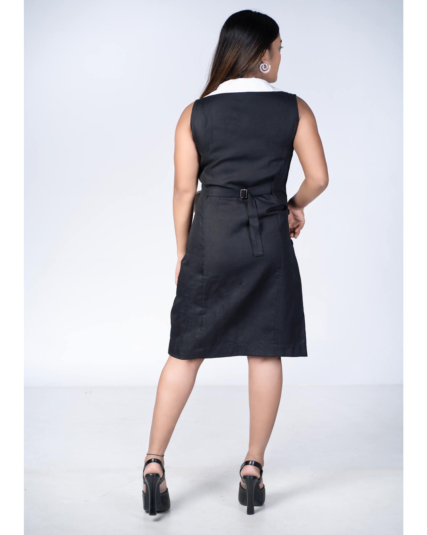 Tuxedo Trench Dress (Black and white)