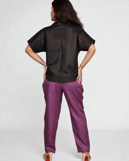 BoxyCharm Co-ord 2pc Set (Black & Purple)
