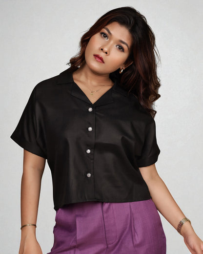 BoxyCharm Co-ord 2pc Set (Black & Purple)