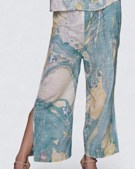 Sea Wave Slitted Trouser (hand painted)