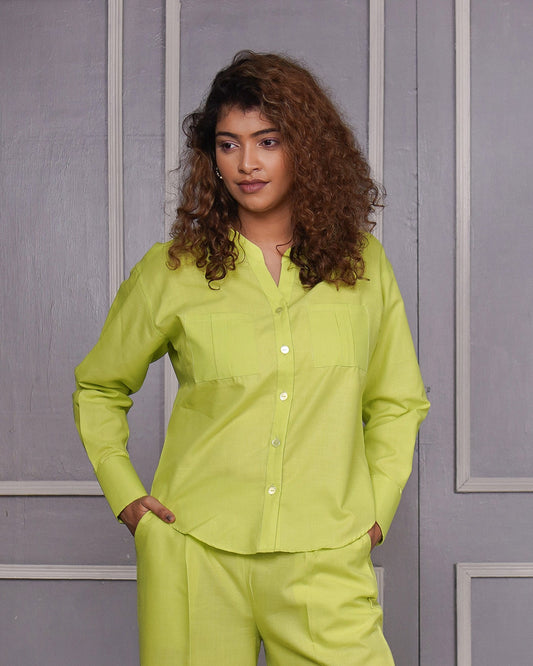 Mandarin Collar Shirt (Lime Green)