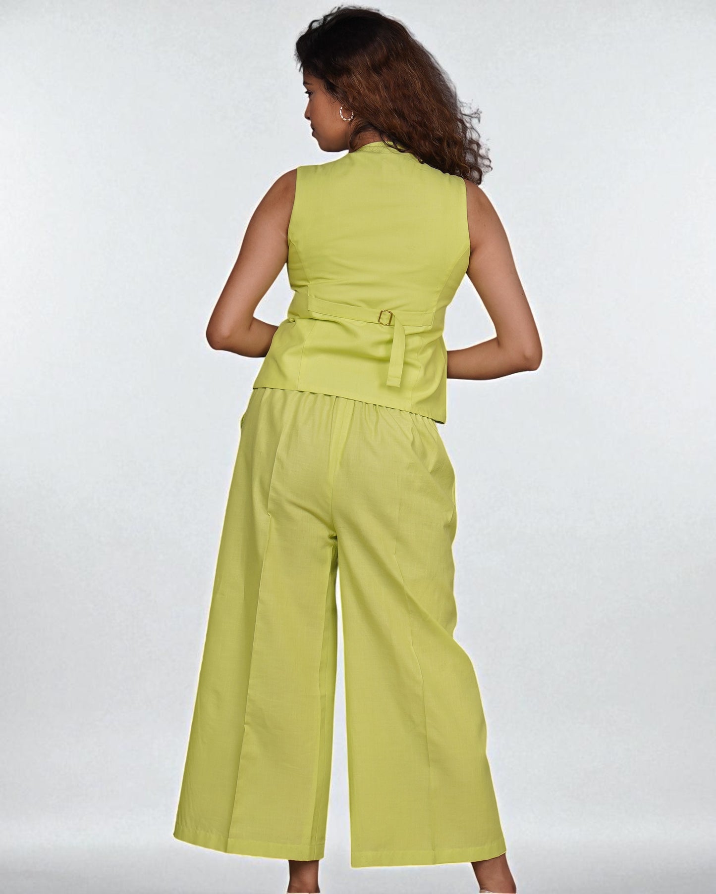 Vestro Waistcoat and Palazzo Pant 2pc Set (Lime Green)