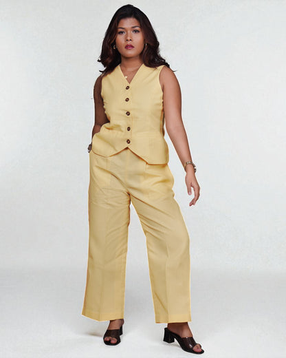 Vestro Waistcoat and Palazzo Pant 2pc Set (Beige)