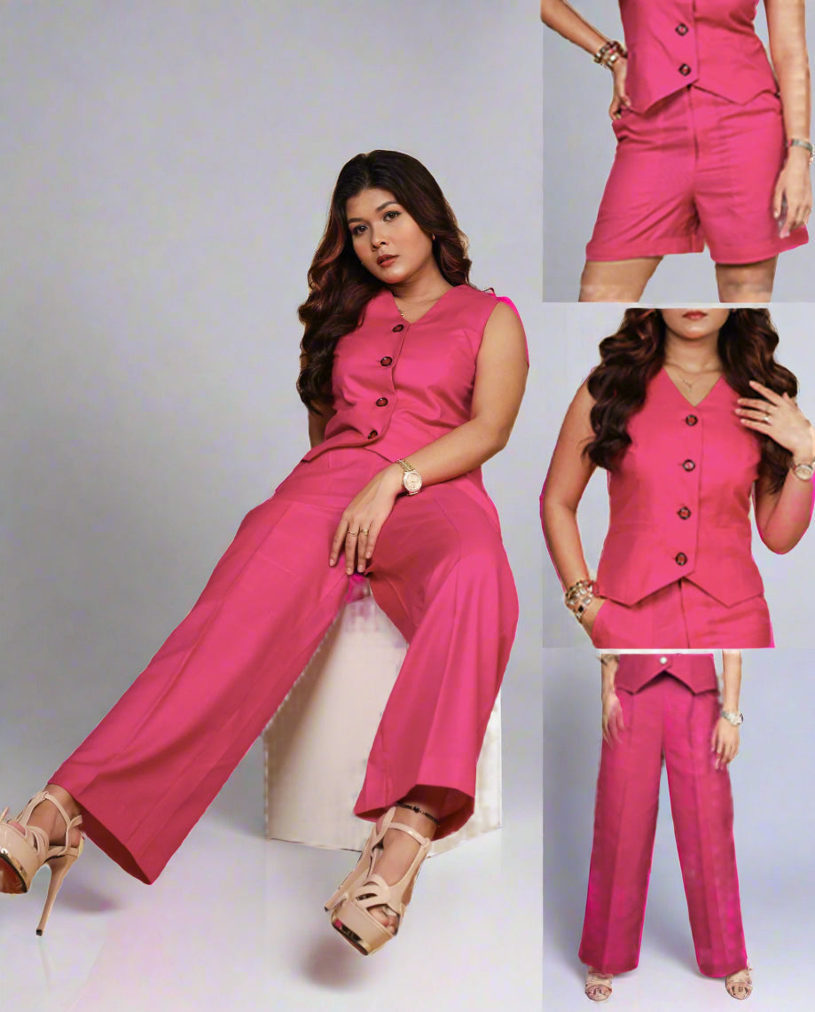 Vestro Switch Co-ords 3pc Set (Hot Pink)