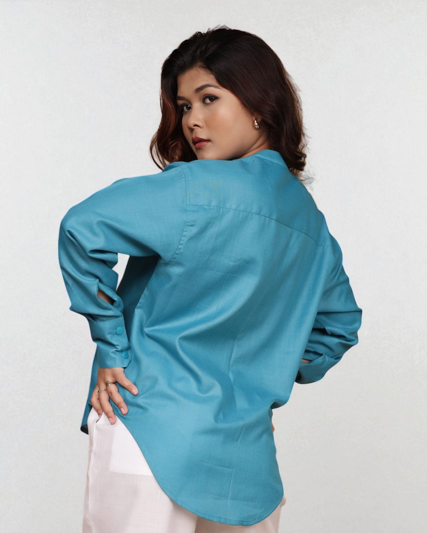 Mandarin Muse 2pc Set (Teal and White)