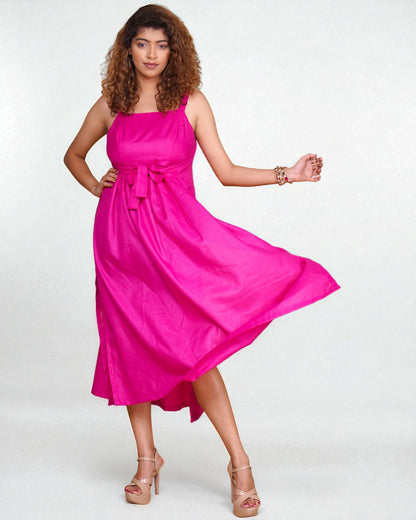 Knot-Tie Dress (Hot Pink)