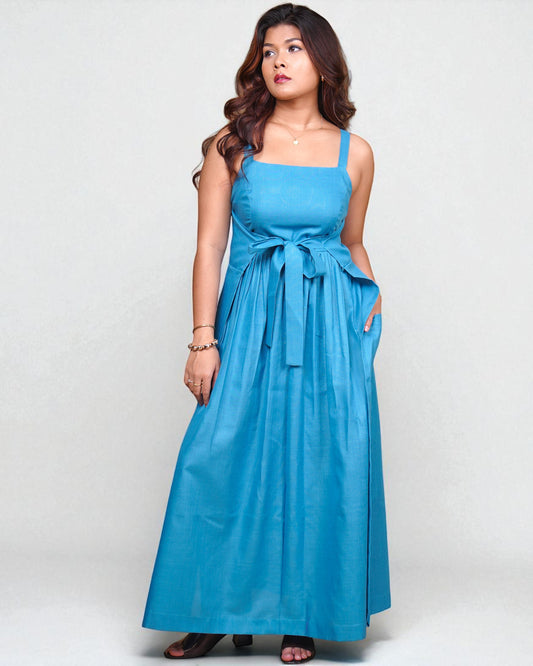 Knot-Tie Dress (Teal Blue)