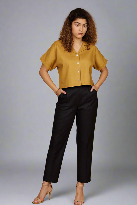 BoxyCharm Co-ord 2pc Set (Mustard & Black)