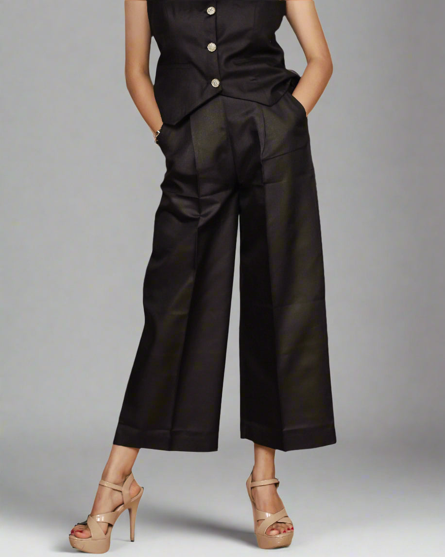 Vestro Waistcoat and Palazzo Pant 2pc Set (Black)