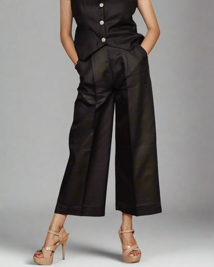 Vestro Waistcoat and Palazzo Pant 2pc Set (Black)