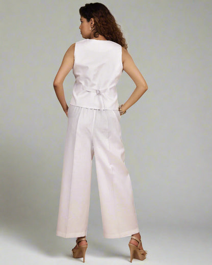 Vestro Waistcoat and Palazzo Pant 2pc Set (White)