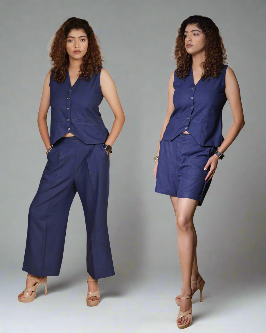 Vestro Switch Co-ords 3pc Set (Navy Blue)