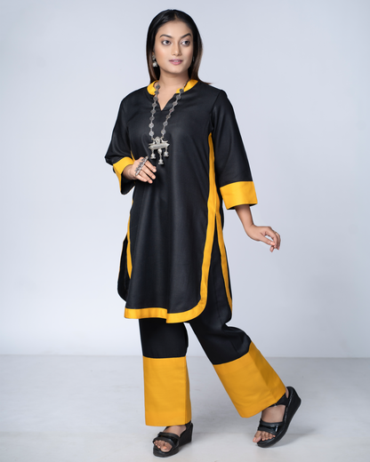 Rangmilap Co-ord Set(Black and Mustard)
