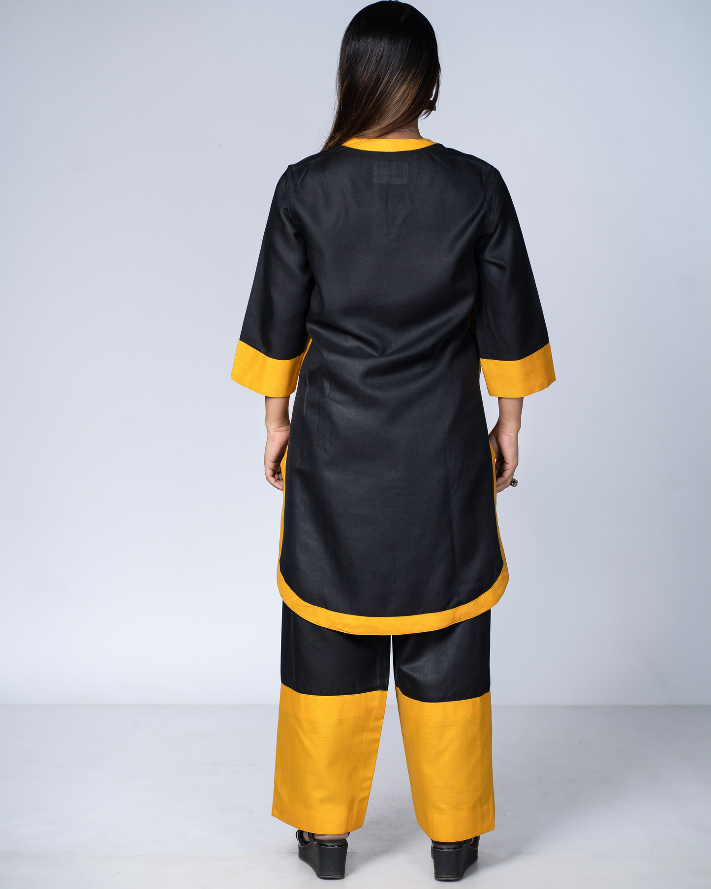 Rangmilap Co-ord Set(Black and Mustard)