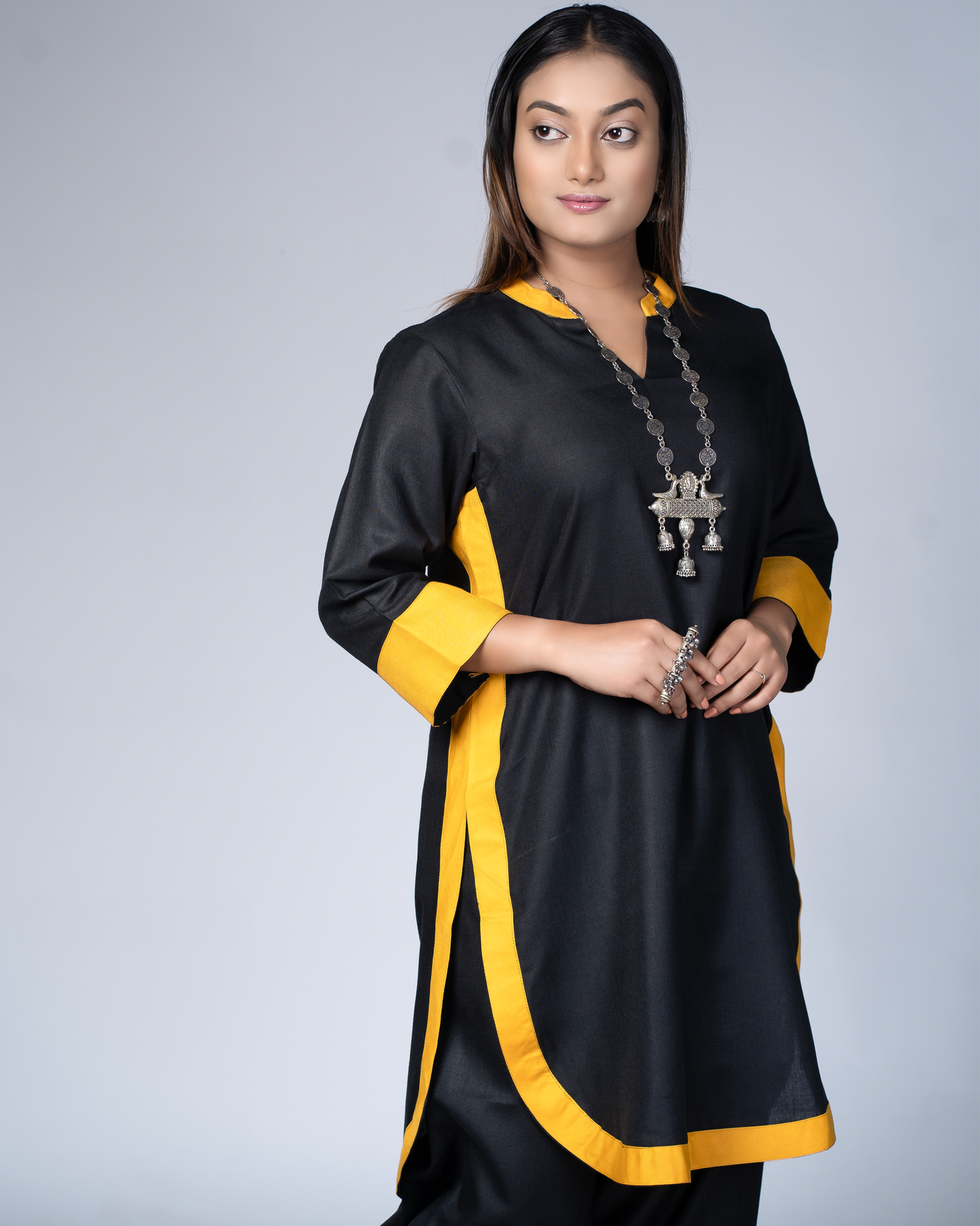 Rangmilap Co-ord Set(Black and Mustard)