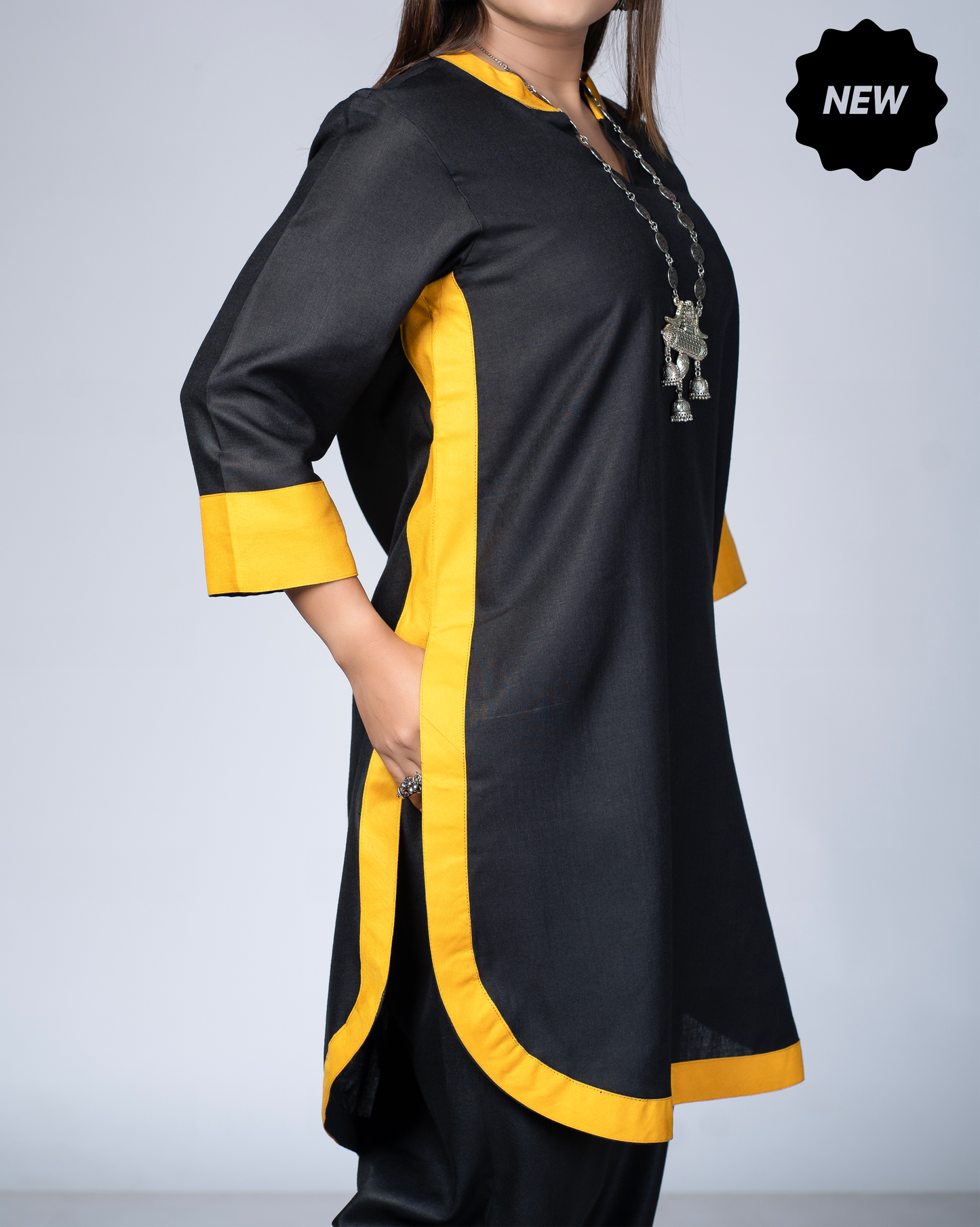 Rangmilap Co-ord Set(Black and Mustard)