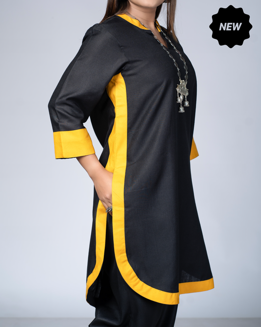 Rangmilap Co-ord Set(Black and Mustard)