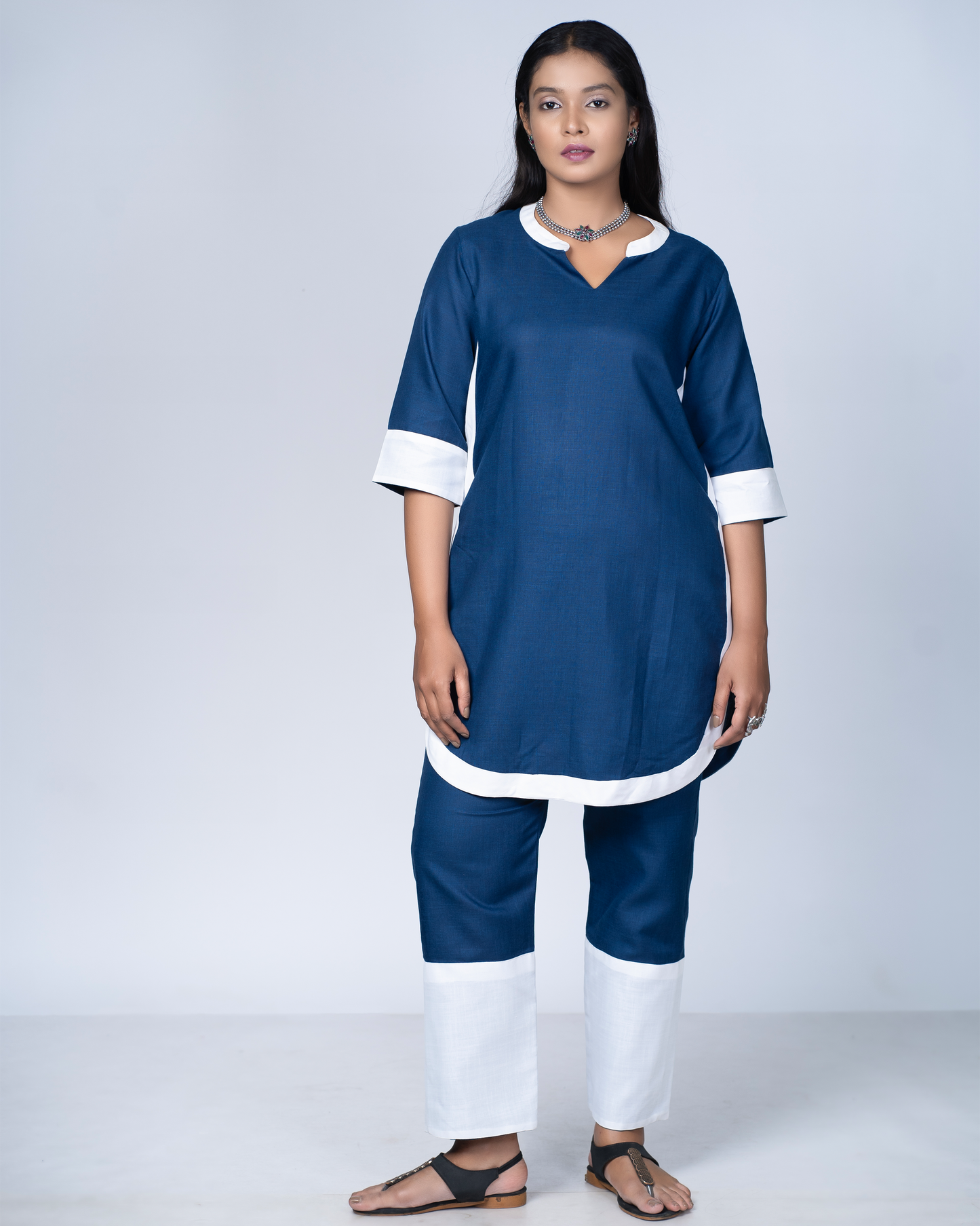 Rangmilap Co-ord Set(Blue and White)