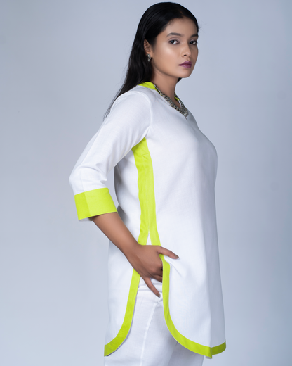 Rangmilap Co-ord Set(White and Lime)