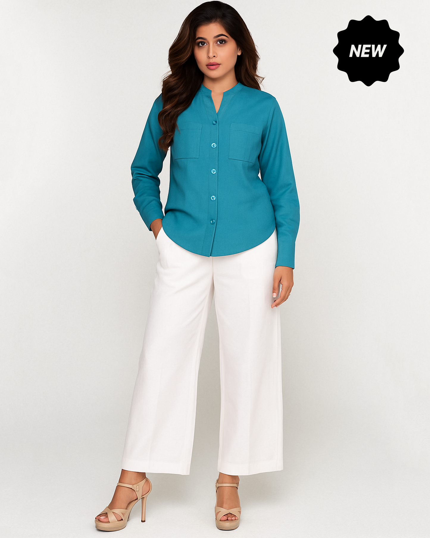 Mandarin Muse 2pc Set (Teal and White)