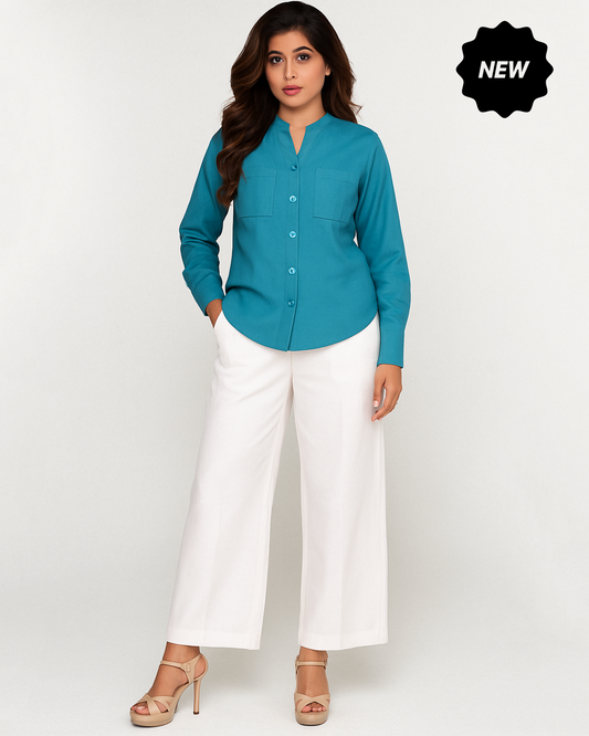 Mandarin Muse 2pc Set (Teal and White)