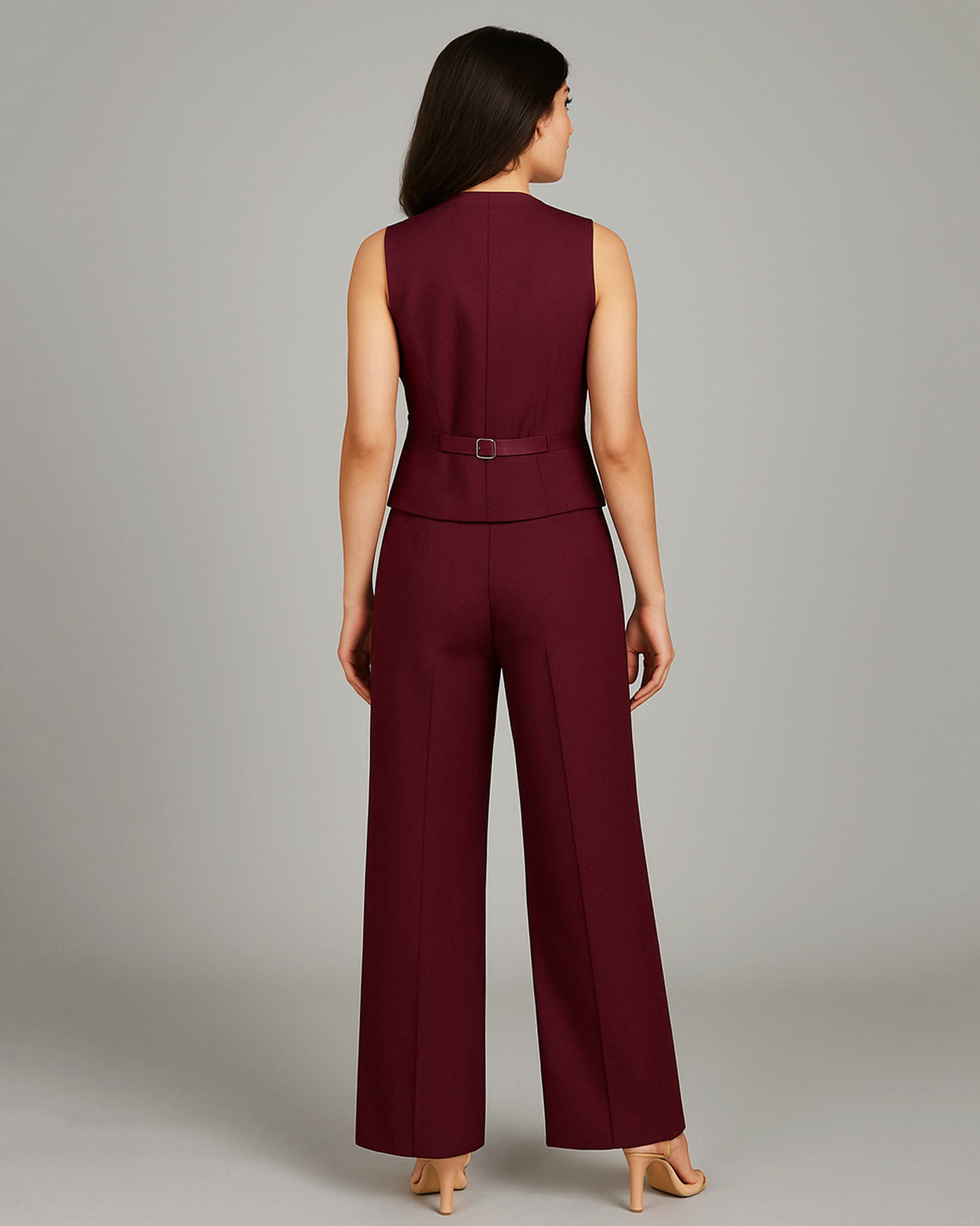 Vestro Waistcoat and Palazzo Pant 2pc Set (Wine)