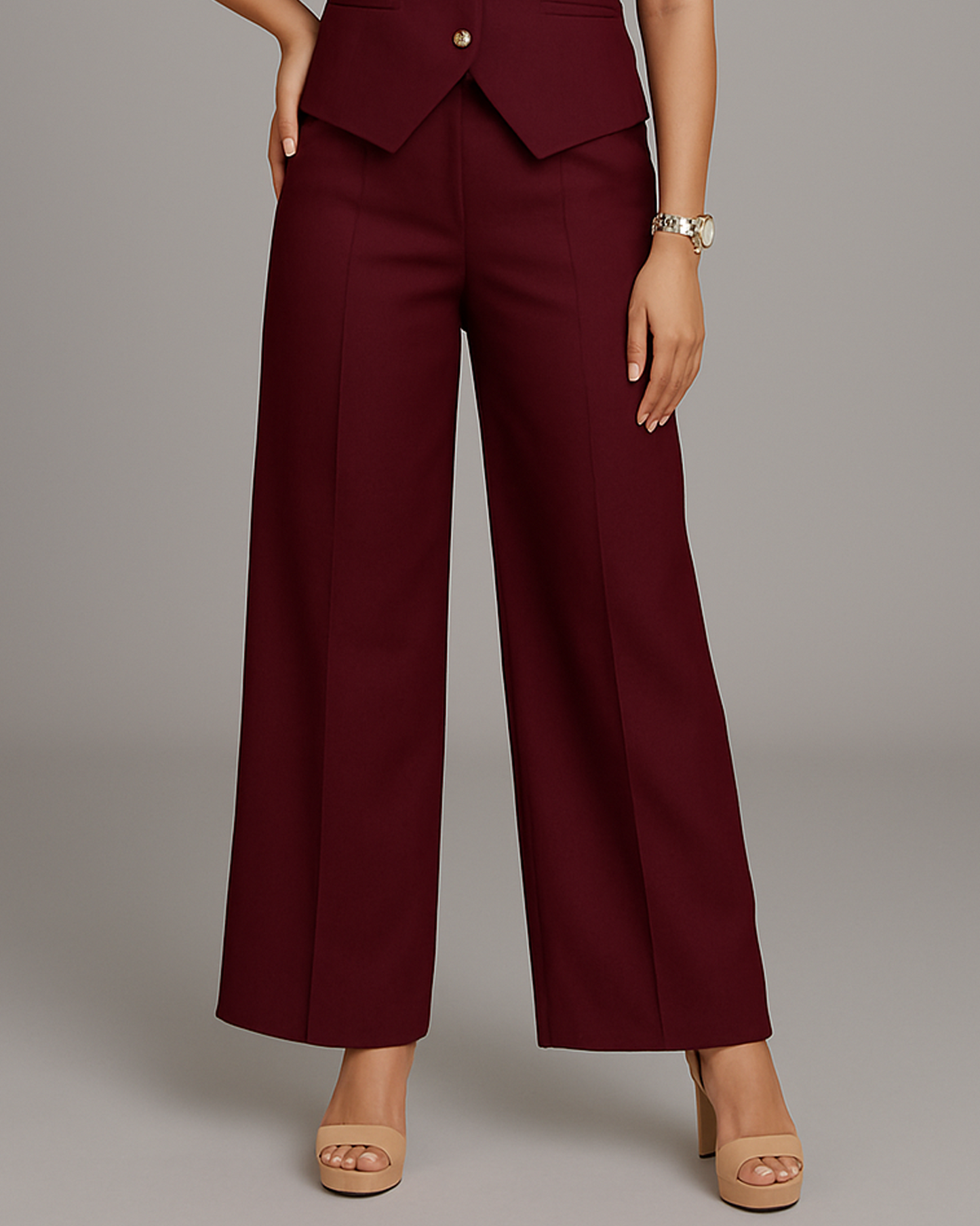 Vestro Waistcoat and Palazzo Pant 2pc Set (Wine)