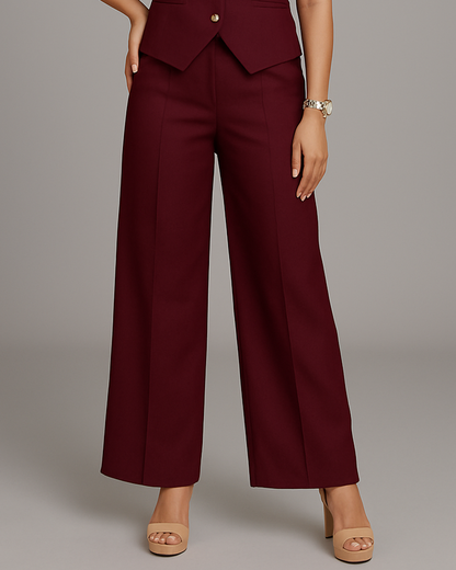 Vestro Waistcoat and Palazzo Pant 2pc Set (Wine)