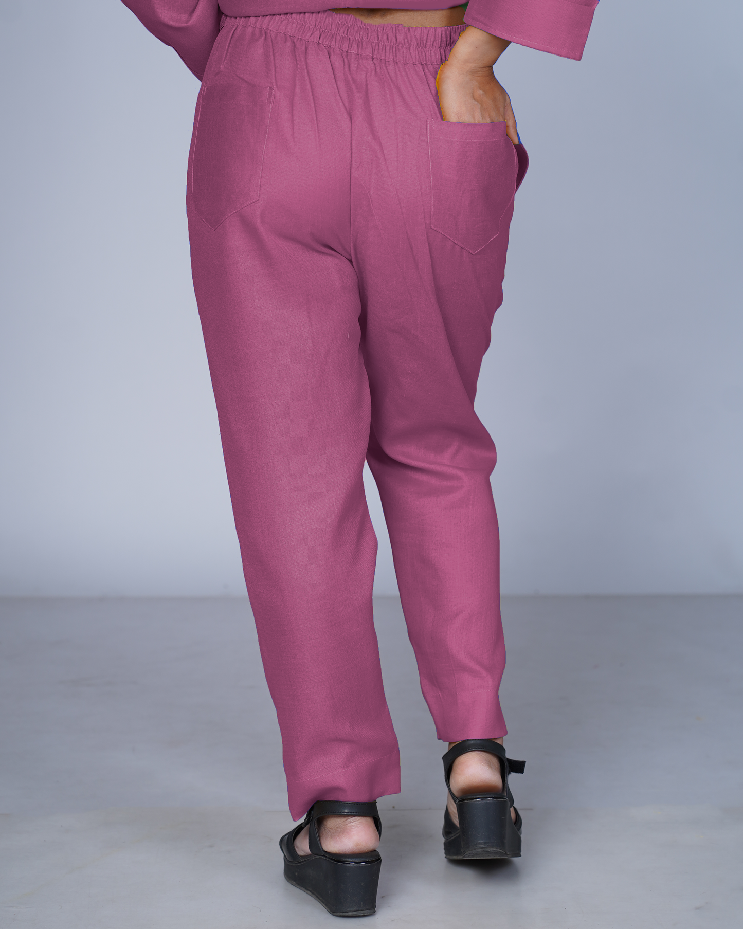 Side zip pants (Rose Pink)