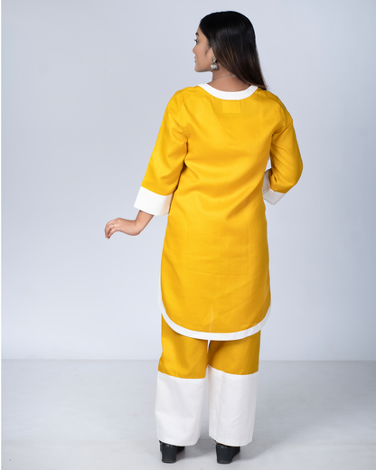 Rangmilap Co-ord Set(Mustard and White)