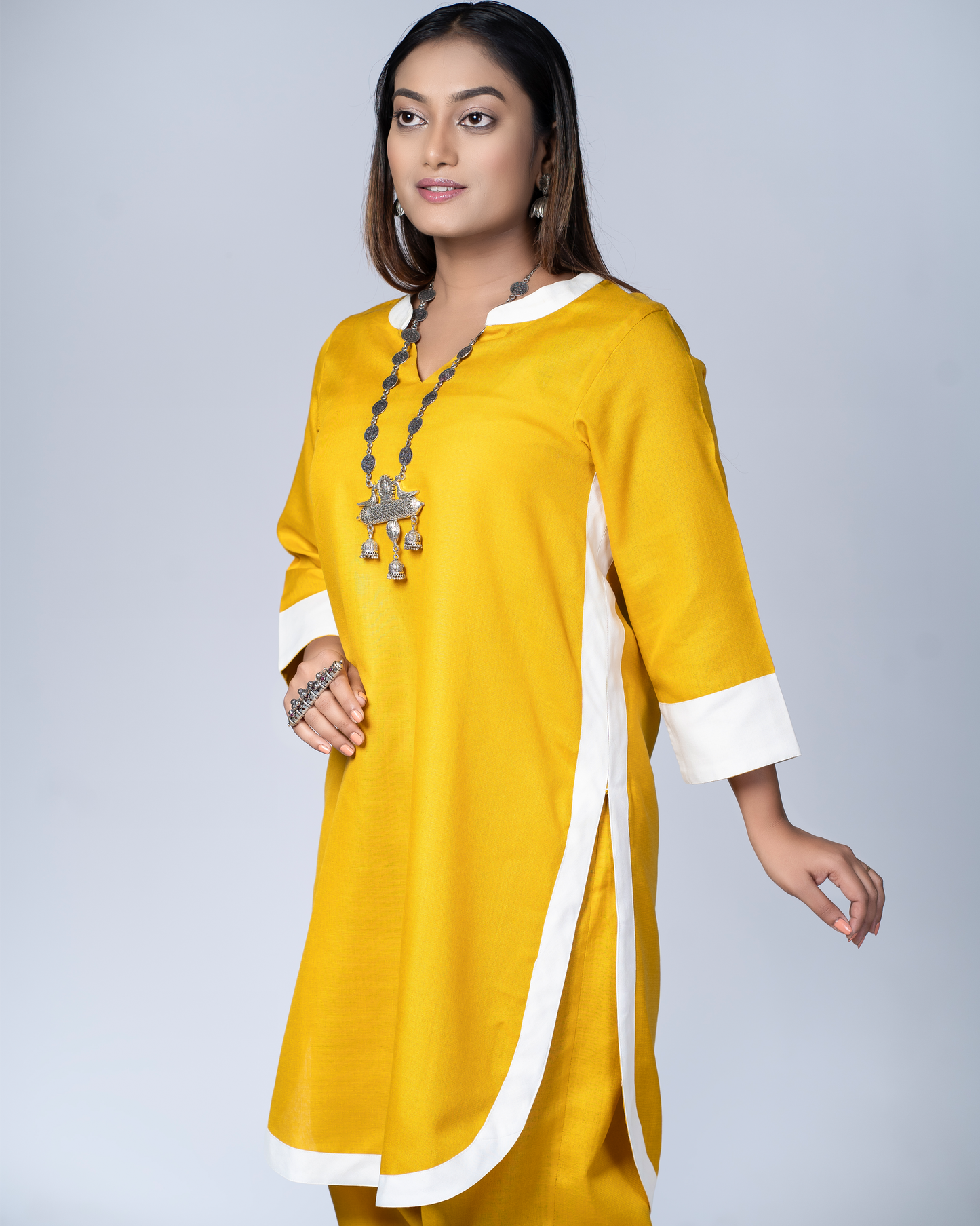 Rangmilap Co-ord Set(Mustard and White)