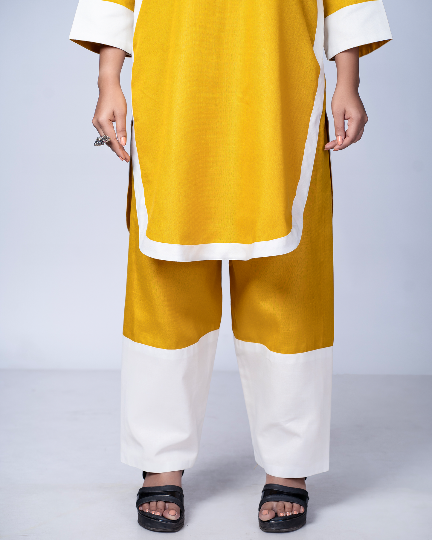 Rangmilap Co-ord Set(Mustard and White)