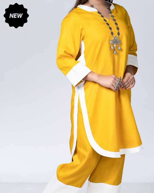 Rangmilap Co-ord Set(Mustard and White)