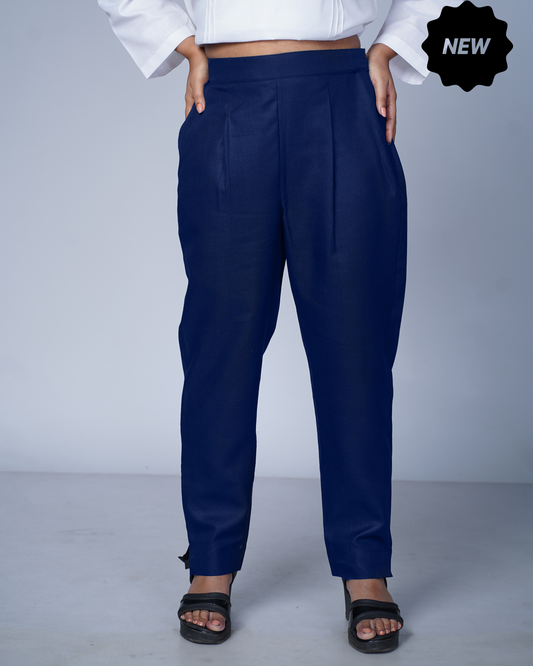 Side zip pants (Navy)
