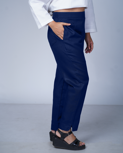Side zip pants (Navy)