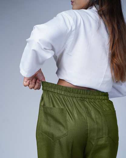 Side zip pants (olive)
