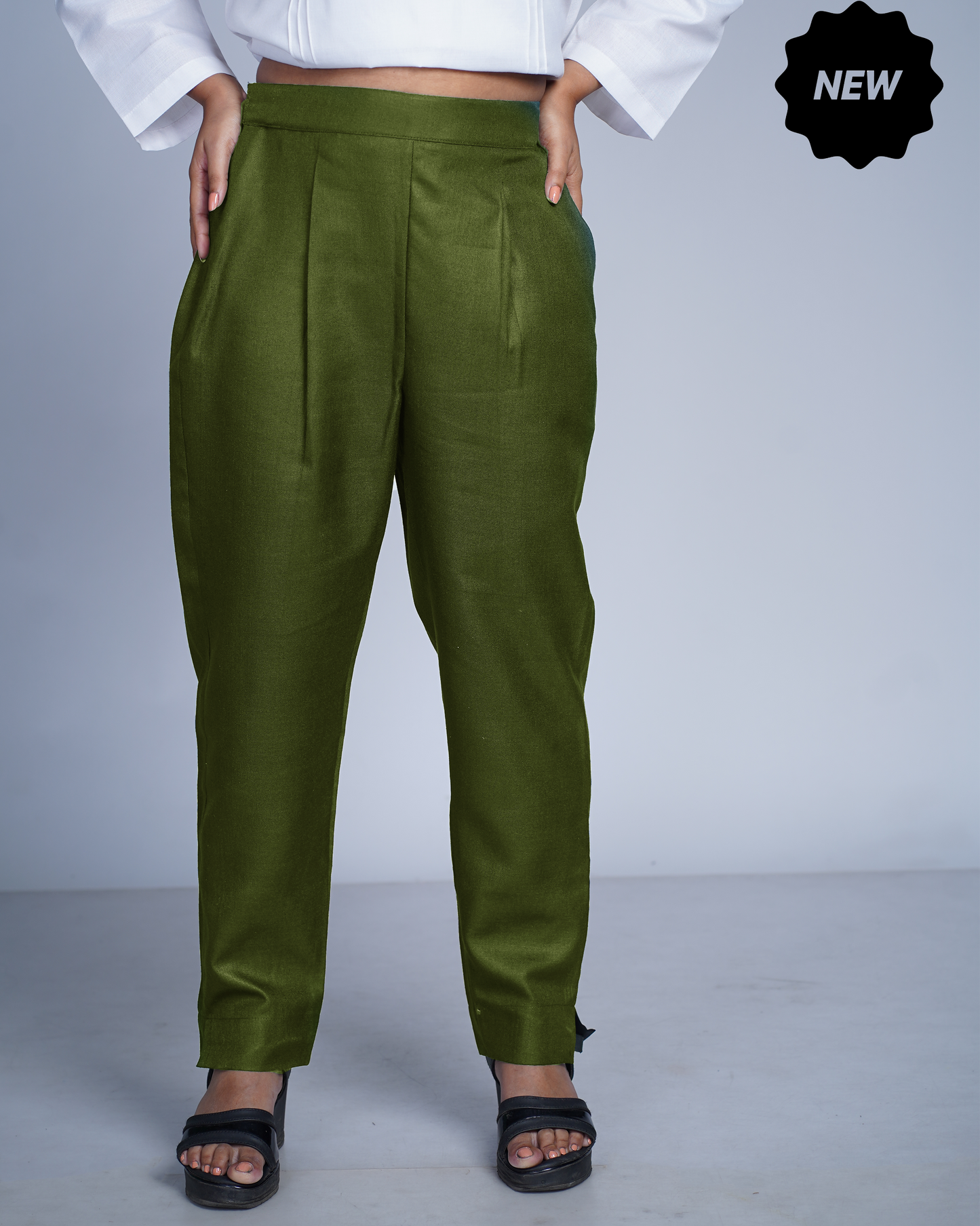 Side zip pants (olive)