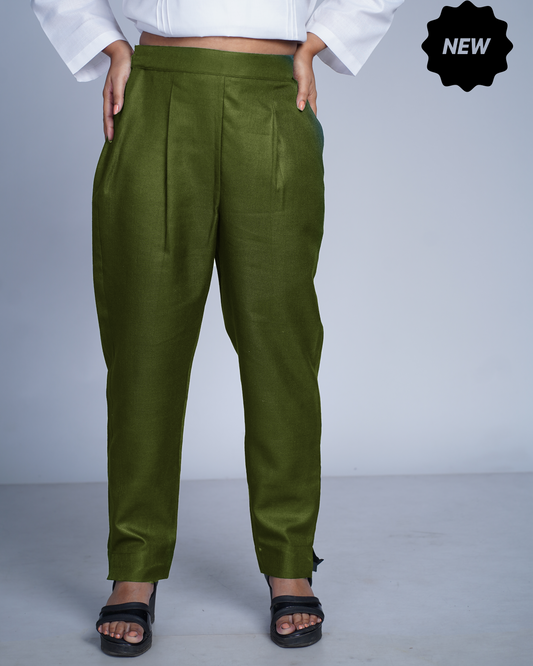 Side zip pants (olive)