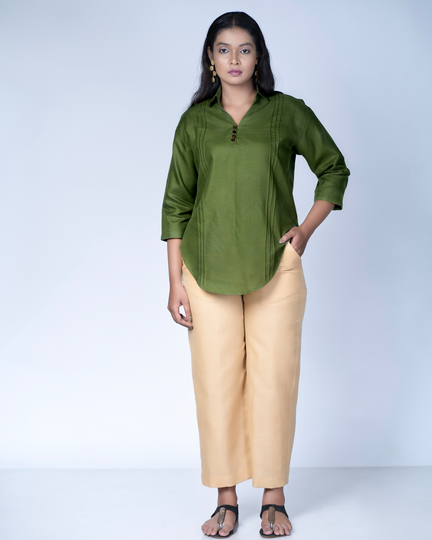 Leher Kurta (Olive)