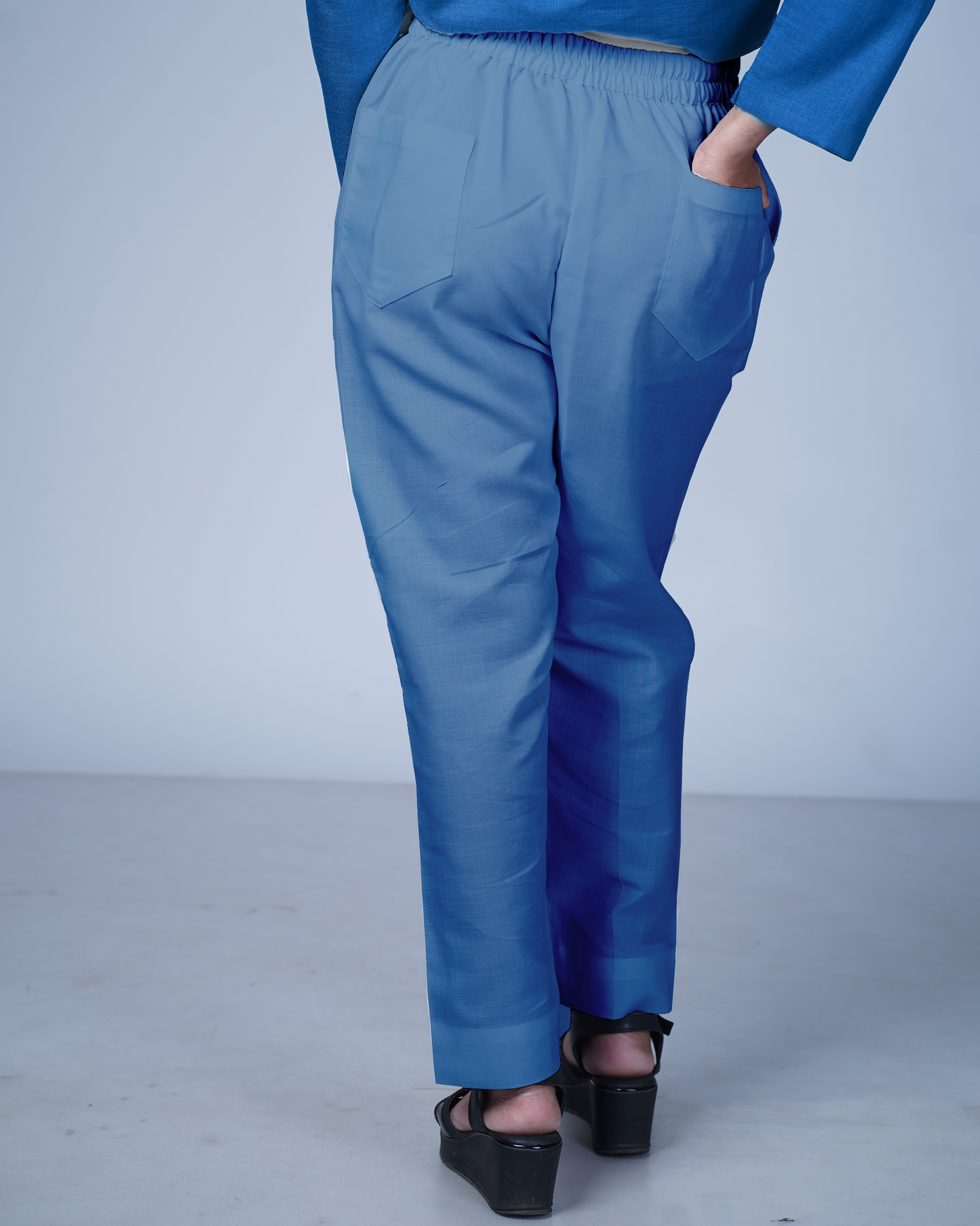 Side zip pants (Stone Blue)