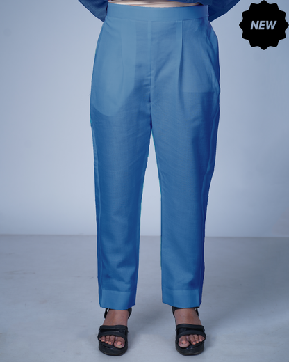 Side zip pants (Stone Blue)