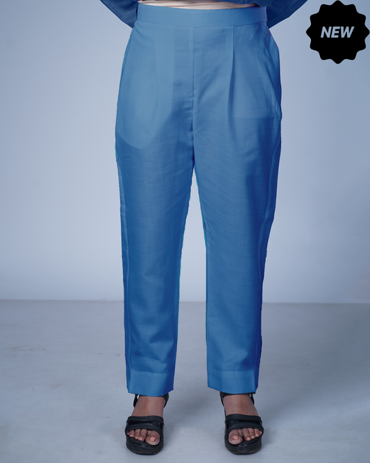 Side zip pants (Stone Blue)