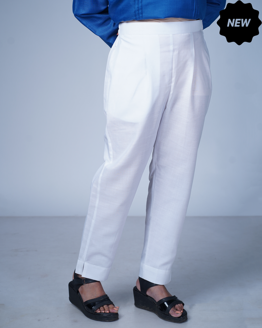 Side zip pants (White)